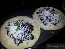 Mushroom taco with corn truffle, ricotta and chive
