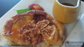 Close up of the Peach and Strawberry Pancakes