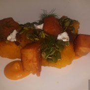 Pumpkin Patch - Chickpea Fritter, Labneh, Pumpkin and Yuzu Jam