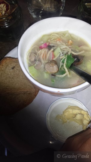 Seafood Broth with Soba Noodles, Mushroom and Seasonal Vegetables