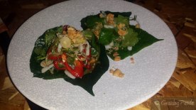 Betel Leaf + Char Grilled Calamari + Green Mango + Peanut